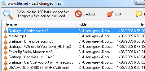 Last Changed Files - finding top 100 newest Windows files on your computer