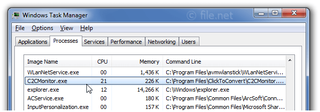 Windows Task Manager with C2CMonitor