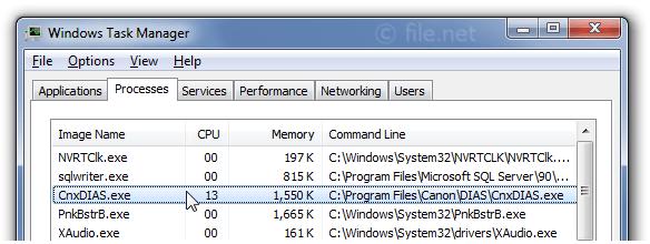 Windows Task Manager with CnxDIAS