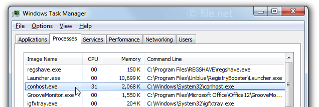 Windows Task Manager with conhost
