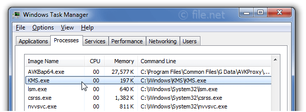 Windows Task Manager with KMS