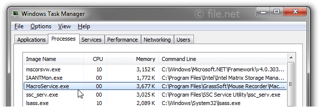 Windows Task Manager with MacroService