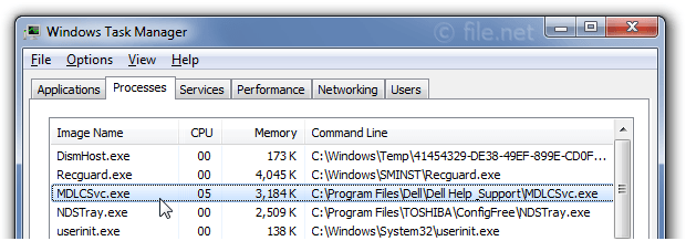 Windows Task Manager with MDLCSvc