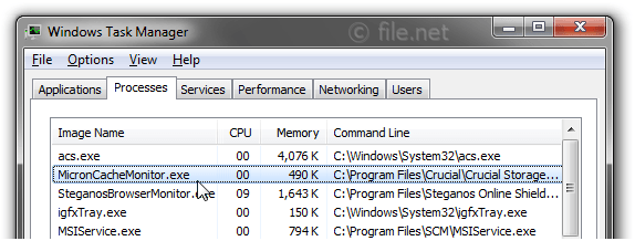 Windows Task Manager with MicronCacheMonitor