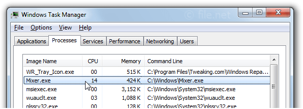 Windows Task Manager with Mixer